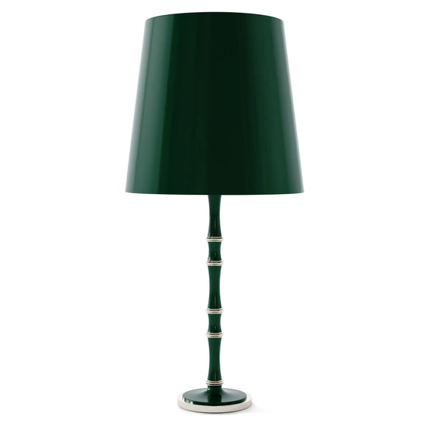 Jungle painted aluminum table lamp with polished nickel accents, Jungle Painted Shade — Kane Grande by Robert Abbey