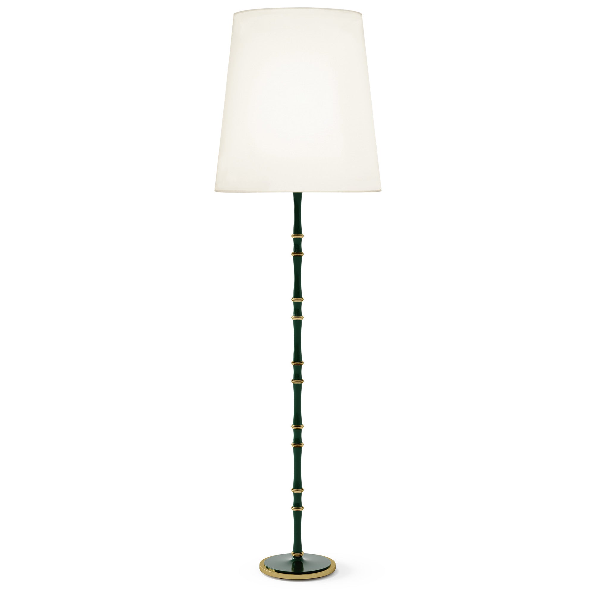 Jungle painted aluminum floor lamp with modern brass accents, Fondine — Kane Grande by Robert Abbey