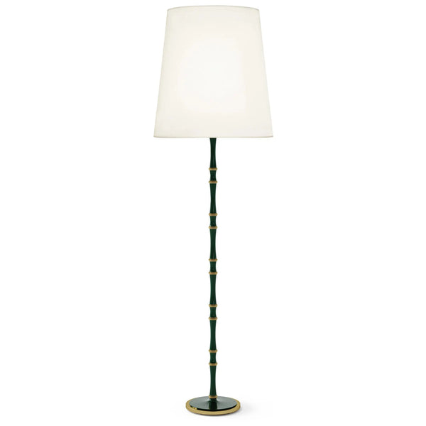 Jungle painted aluminum floor lamp with modern brass accents, Fondine — Kane Grande by Robert Abbey