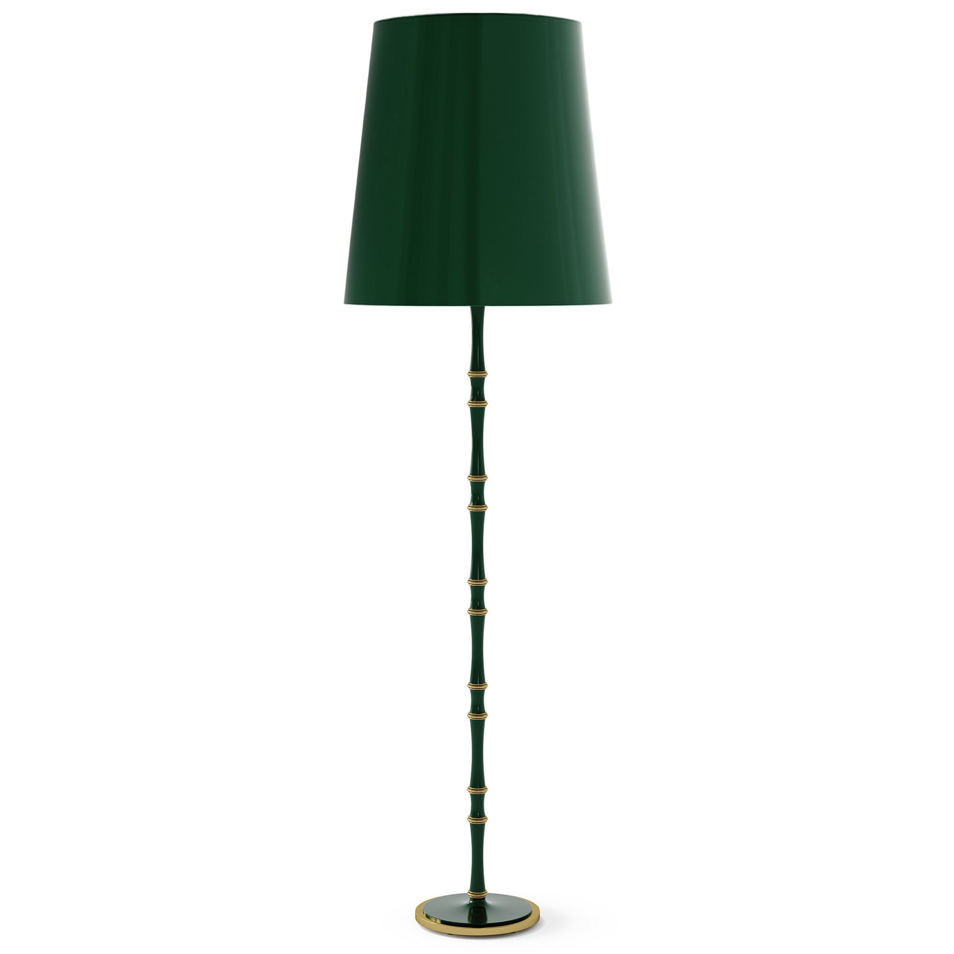 Jungle painted aluminum floor lamp with modern brass accents, Jungle Painted Shade — Kane Grande by Robert Abbey