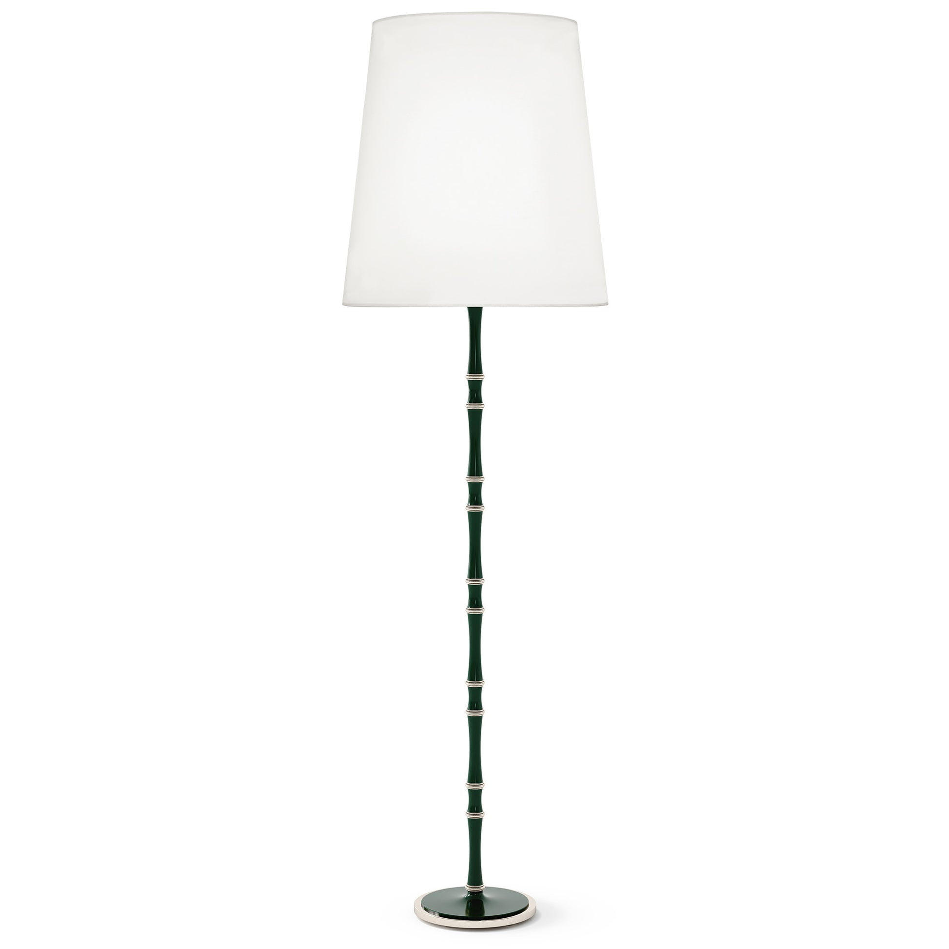 Jungle painted aluminum floor lamp with polished nickel accents, Ascot White — Kane Grande by Robert Abbey