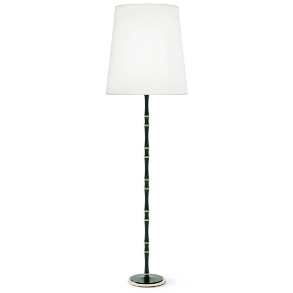 Jungle painted aluminum floor lamp with polished nickel accents, Ascot White — Kane Grande by Robert Abbey