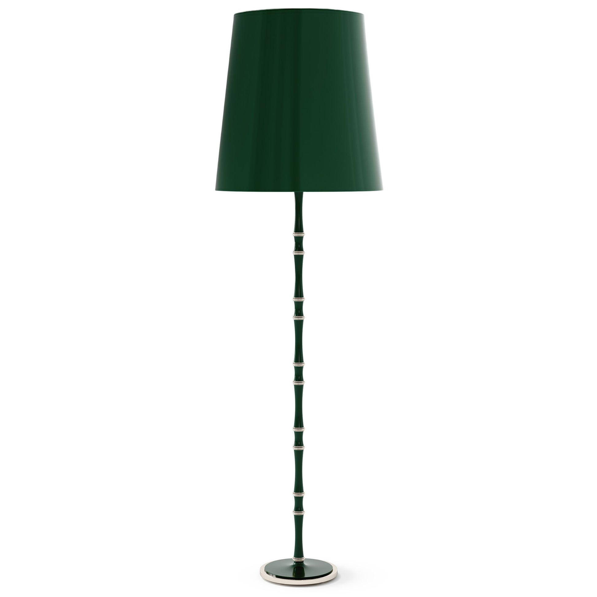 Jungle painted aluminum floor lamp with polished nickel accents, Jungle Painted Shade — Kane Grande by Robert Abbey