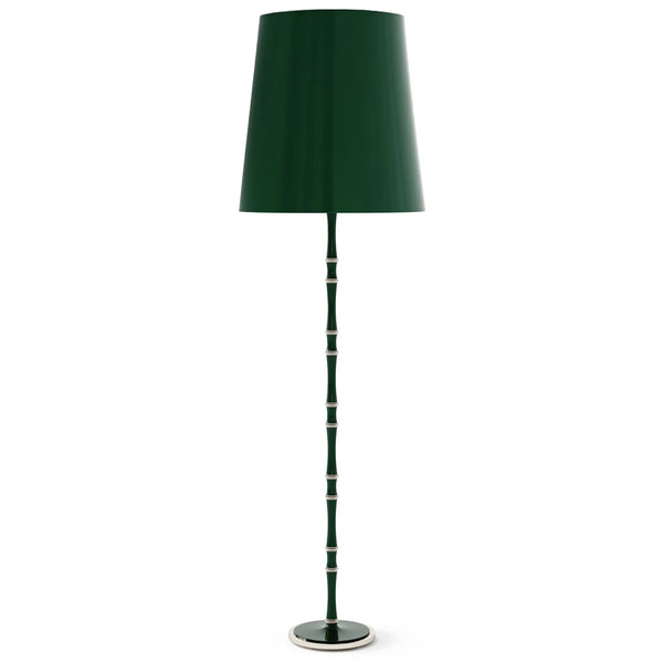 Jungle painted aluminum floor lamp with polished nickel accents, Jungle Painted Shade — Kane Grande by Robert Abbey