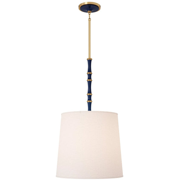 Midnight Blue painted aluminum pendant light with modern brass accents, Fondine — Kane Grande by Robert Abbey