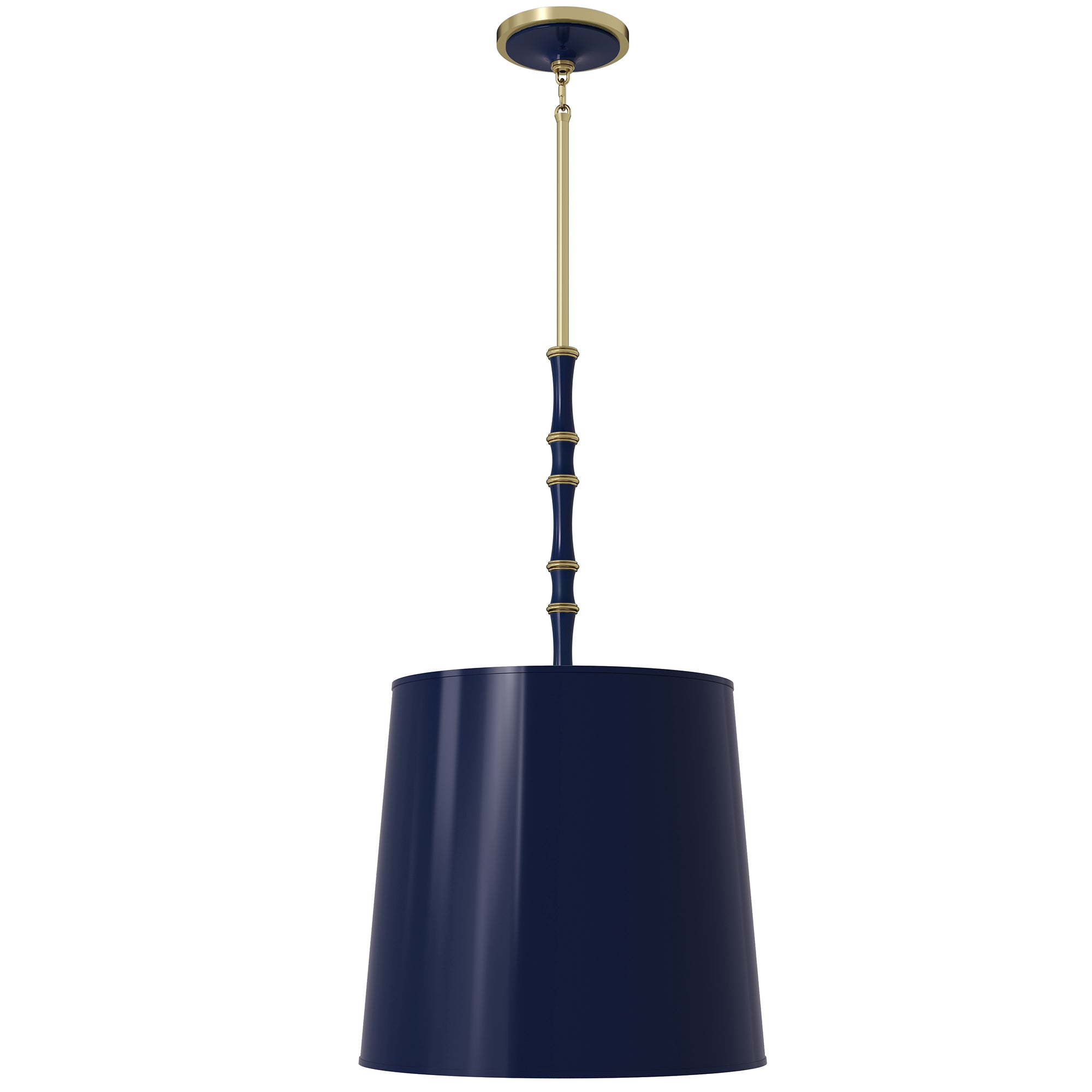 Midnight Blue painted aluminum pendant light with modern brass accents, Midnight Blue Painted Shade — Kane Grande by Robert Abbey