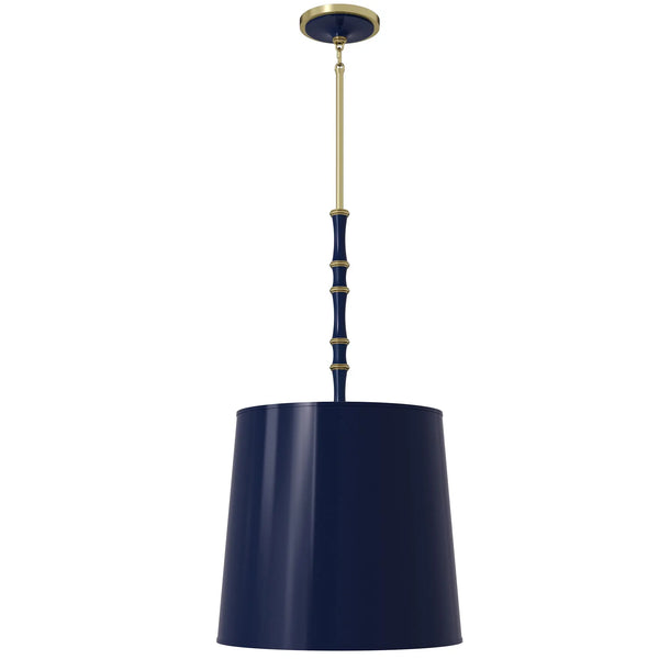 Midnight Blue painted aluminum pendant light with modern brass accents, Midnight Blue Painted Shade — Kane Grande by Robert Abbey