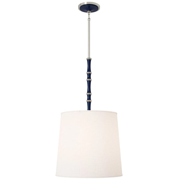 Midnight Blue painted aluminum pendant light with polished nickel accents, Ascot White — Kane Grande by Robert Abbey