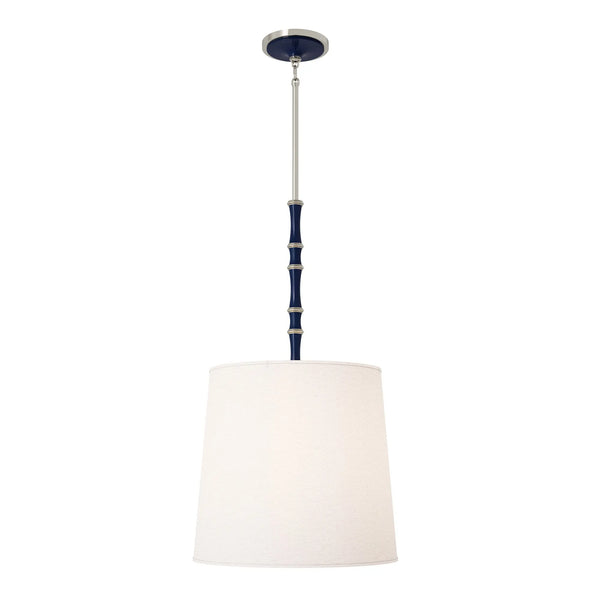 Midnight Blue and Matte Midnight Blue painted aluminum pendant light with polished nickel accents, Ascot White — Kane Grande by Robert Abbey