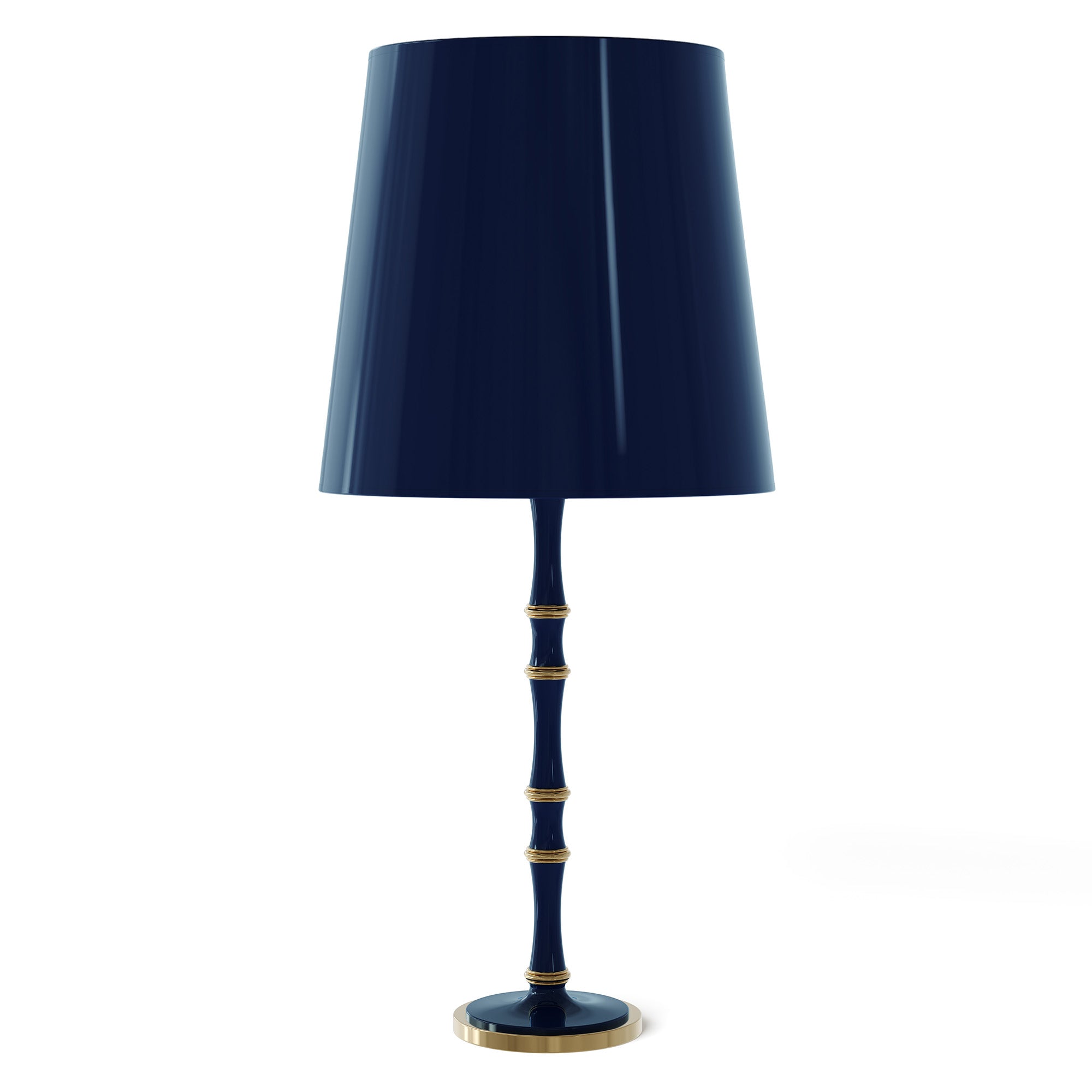 Midnight Blue painted aluminum table lamp with modern brass accents, Midnight Blue Painted Shade — Kane Grande by Robert Abbey