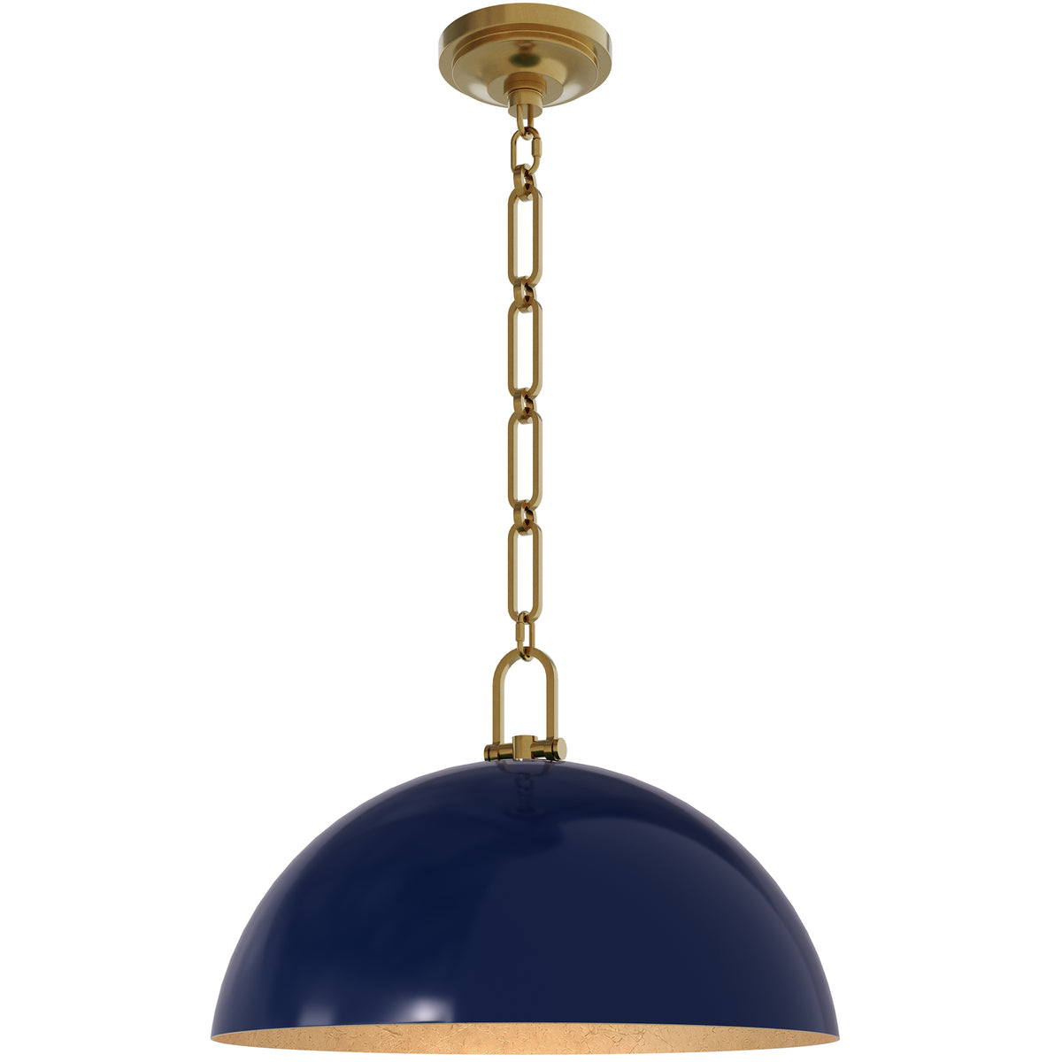 Anderson 18" Dome Pendant in Midnight Blue with Lacquered Burnished Brass