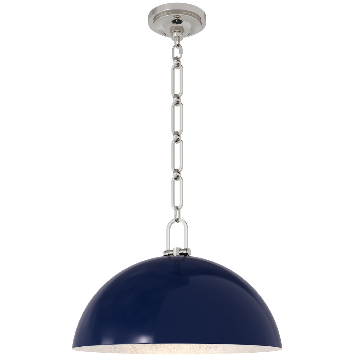 Anderson 18" Dome Pendant in Midnight Blue with Polished Nickel