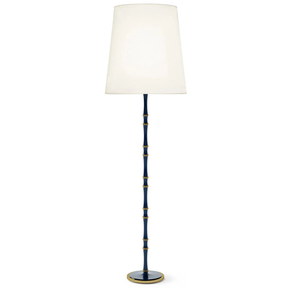 Midnight Blue painted aluminum floor lamp with modern brass accents, Fondine — Kane Grande by Robert Abbey