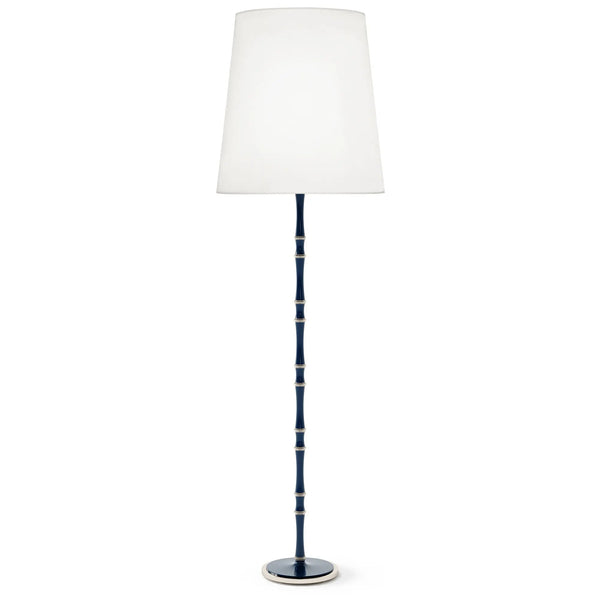 Midnight Blue painted aluminum floor lamp with polished nickel accents, Ascot White — Kane Grande by Robert Abbey