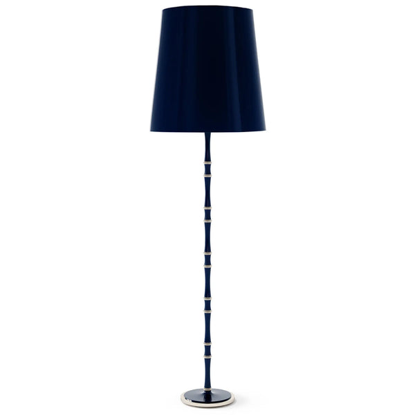 Midnight Blue and Matte Midnight Blue painted aluminum floor lamp with polished nickel accents, Midnight Blue Painted Shade — Kane Grande by Robert Abbey