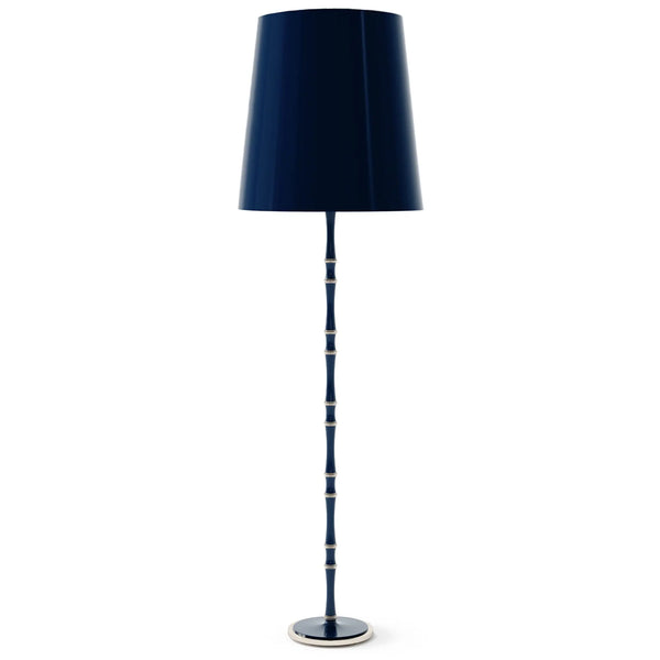 Midnight Blue painted aluminum floor lamp with polished nickel accents, Midnight Blue Painted Shade — Kane Grande by Robert Abbey
