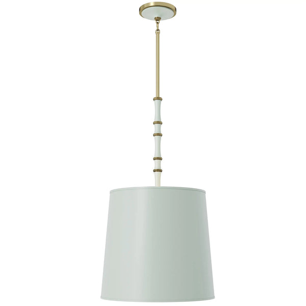 Matte Celadon painted aluminum pendant light with modern brass accents, Matte Celadon Painted Shade — Kane Grande by Robert Abbey