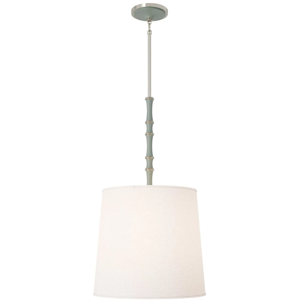 Matte Celadon painted aluminum pendant light with polished nickel accents, Ascot White — Kane Grande by Robert Abbey