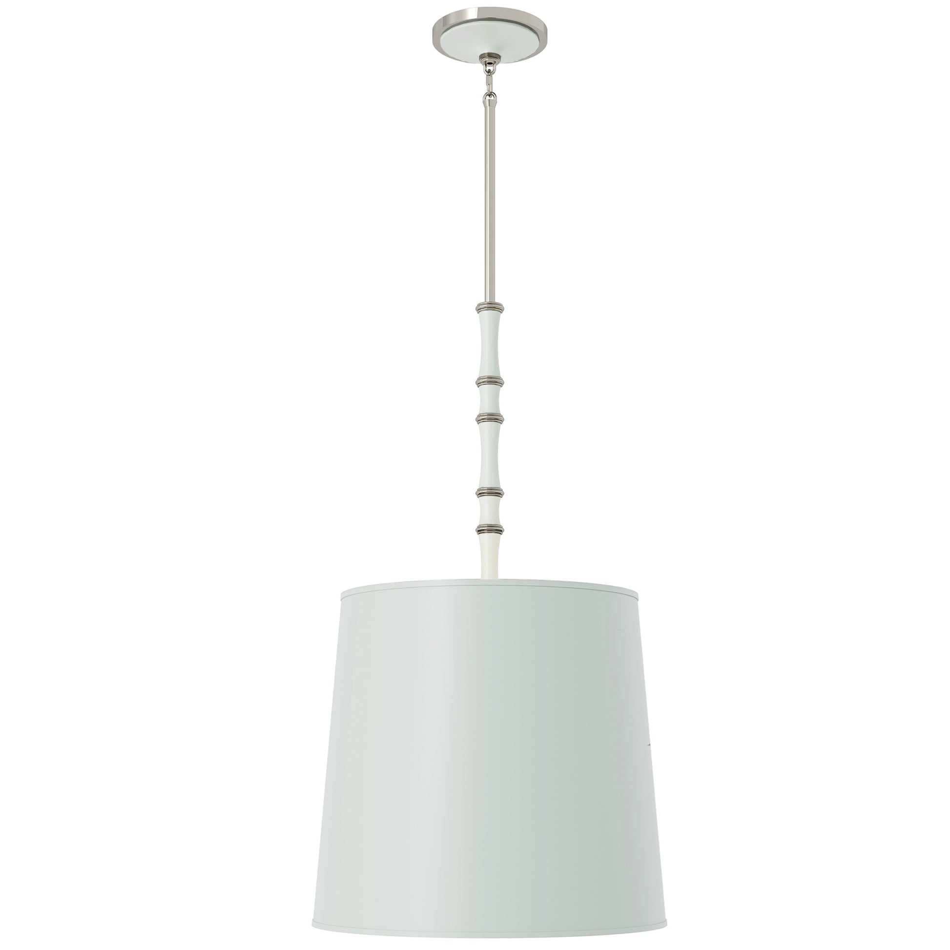 Matte Celadon painted aluminum pendant light with polished nickel accents, Matte Celadon Painted Shade — Kane Grande by Robert Abbey
