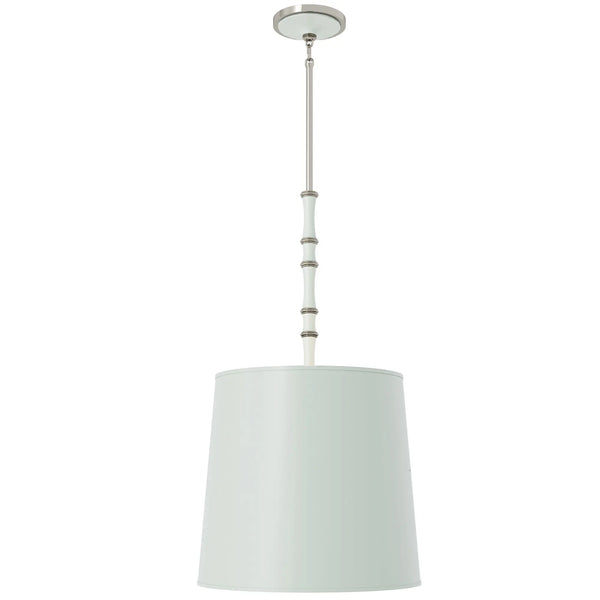 Matte Celadon painted aluminum pendant light with polished nickel accents, Matte Celadon Painted Shade — Kane Grande by Robert Abbey