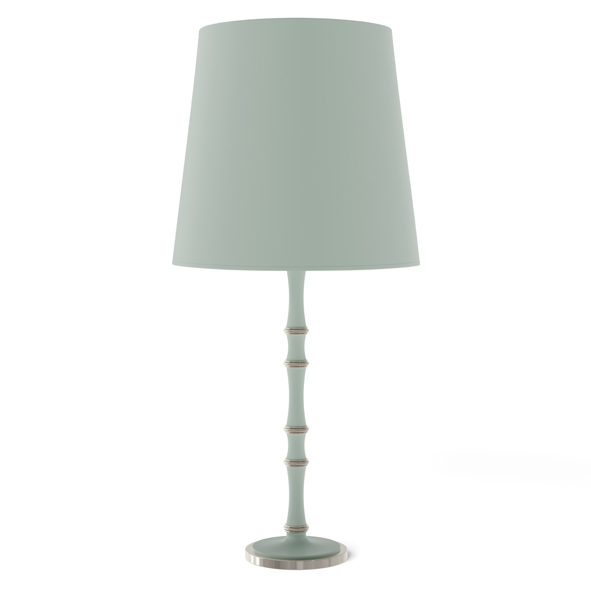 Matte Celadon painted aluminum table lamp with polished nickel accents, Matte Celadon Painted Shade — Kane Grande by Robert Abbey