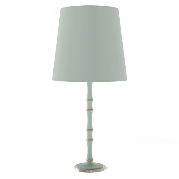 Matte Celadon painted aluminum table lamp with polished nickel accents, Matte Celadon Painted Shade — Kane Grande by Robert Abbey