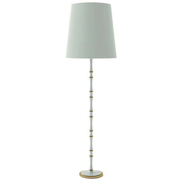 Matte Celadon painted aluminum floor lamp with modern brass accents, Matte Celadon Painted Shade — Kane Grande by Robert Abbey
