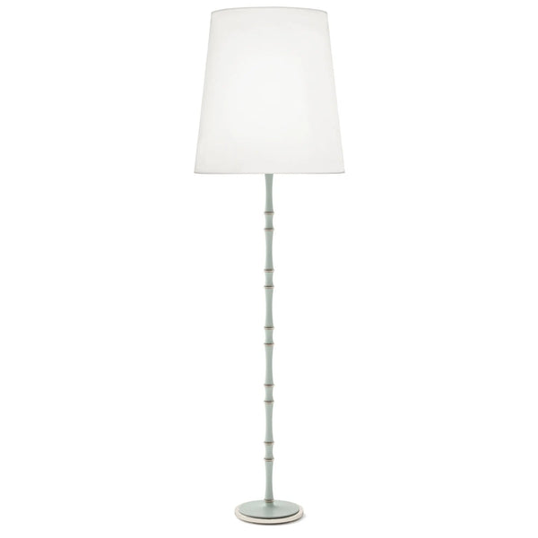 Matte Celadon painted aluminum floor lamp with polished nickel accents, Ascot White — Kane Grande by Robert Abbey