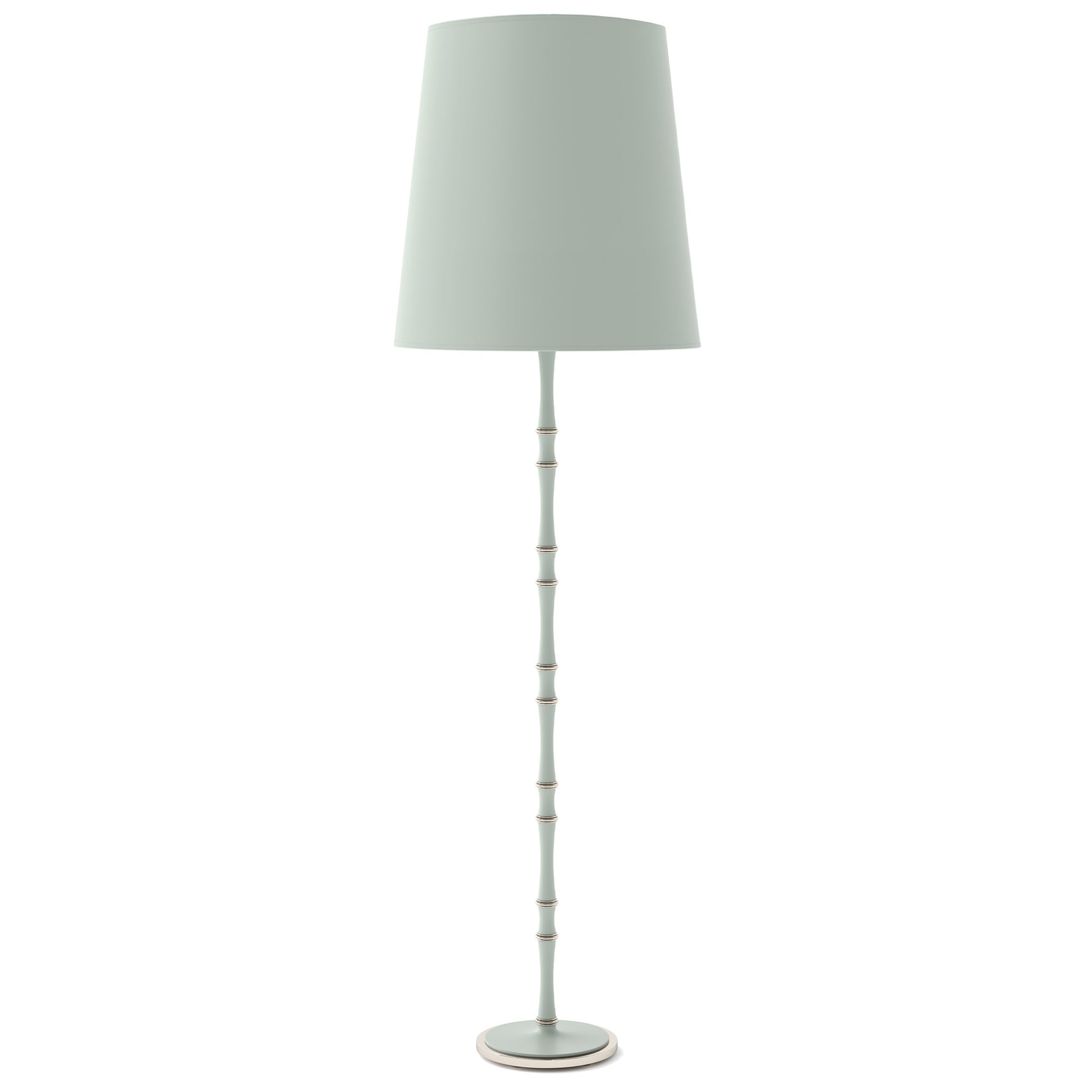 Matte Celadon painted aluminum floor lamp with polished nickel accents, Matte Celadon Painted Shade — Kane Grande by Robert Abbey