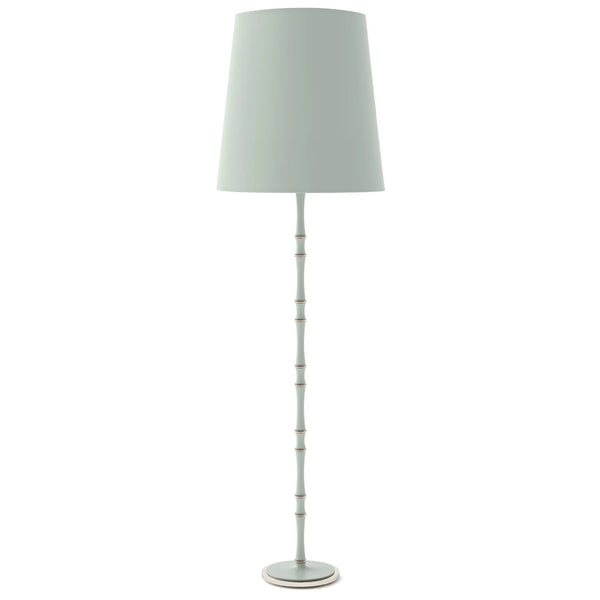 Matte Celadon painted aluminum floor lamp with polished nickel accents, Matte Celadon Painted Shade — Kane Grande by Robert Abbey