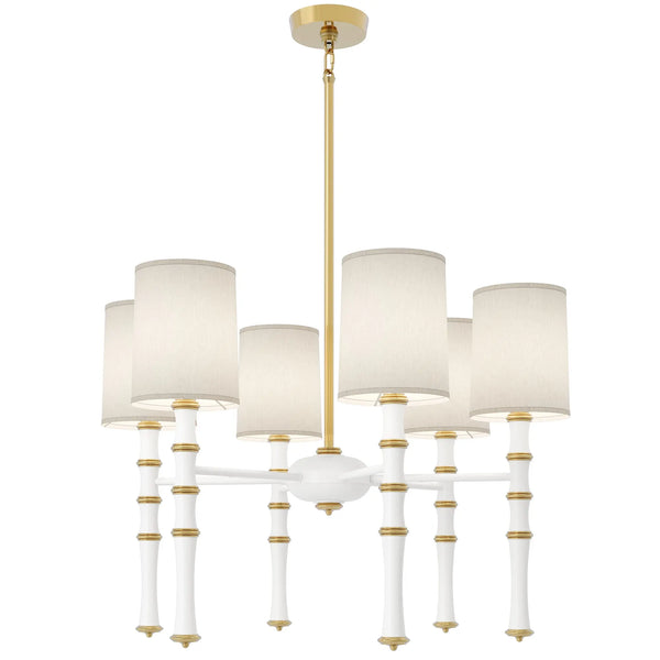 Matte Daisy painted aluminum chandelier with modern brass accents, Fondine — Kane by Robert Abbey
