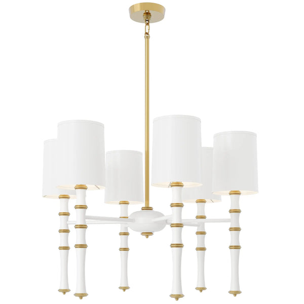 Matte Daisy painted aluminum chandelier with modern brass accents, Matte Daisy Painted Shade — Kane by Robert Abbey
