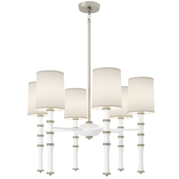 Matte Daisy painted aluminum chandelier with polished nickel accents, Ascot White — Kane by Robert Abbey