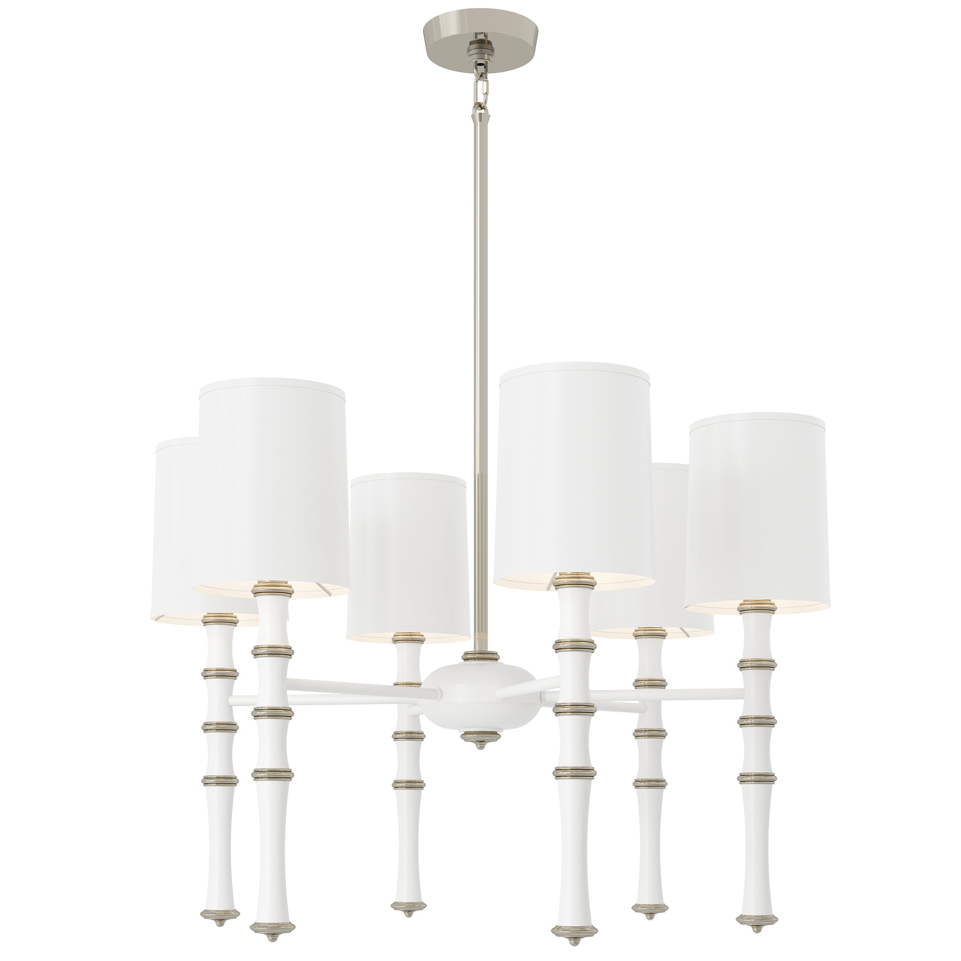 Matte Daisy painted aluminum chandelier with polished nickel accents, Matte Daisy Painted Shade — Kane by Robert Abbey