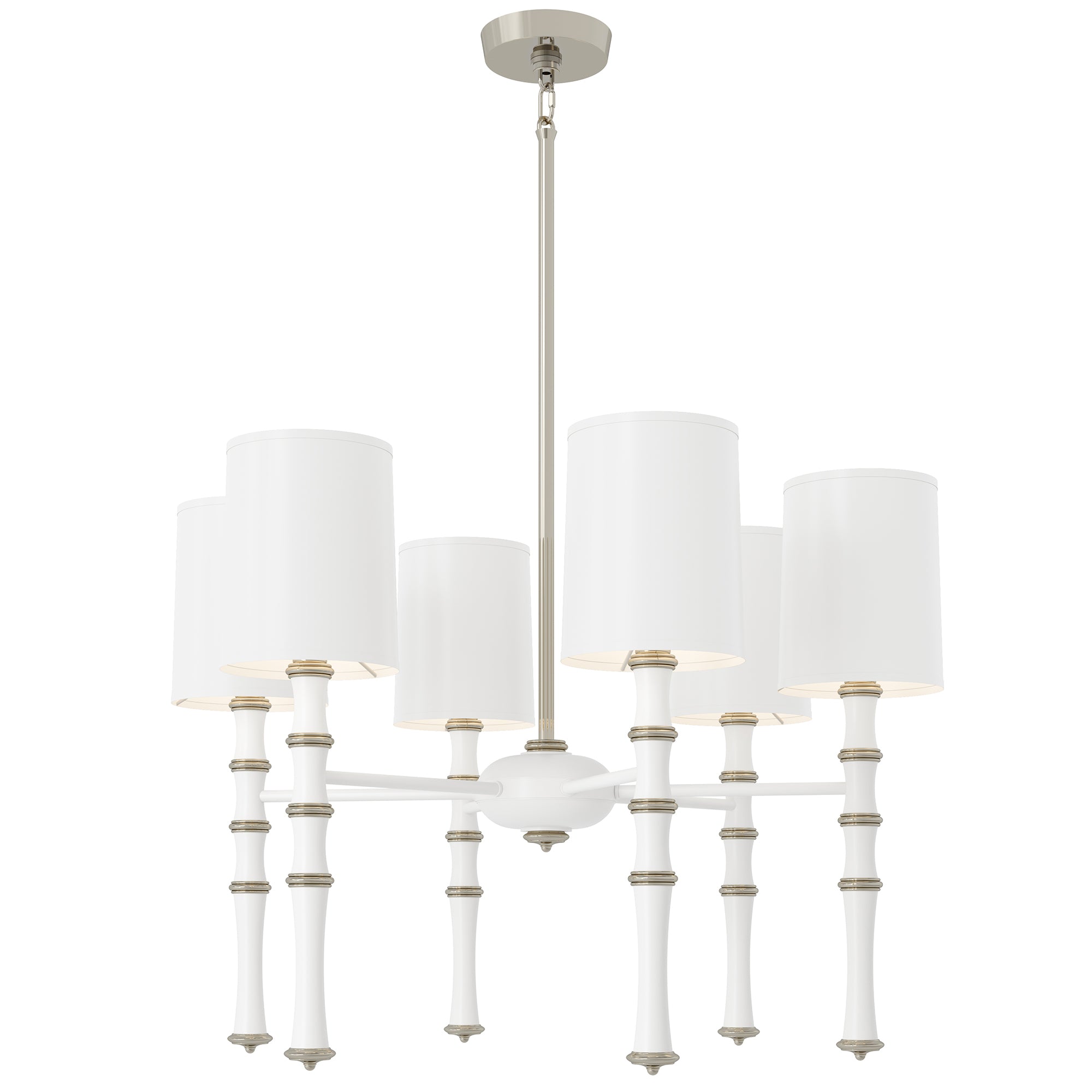 Matte Daisy painted aluminum chandelier with polished nickel accents, Matte Daisy Painted Shade — Kane by Robert Abbey