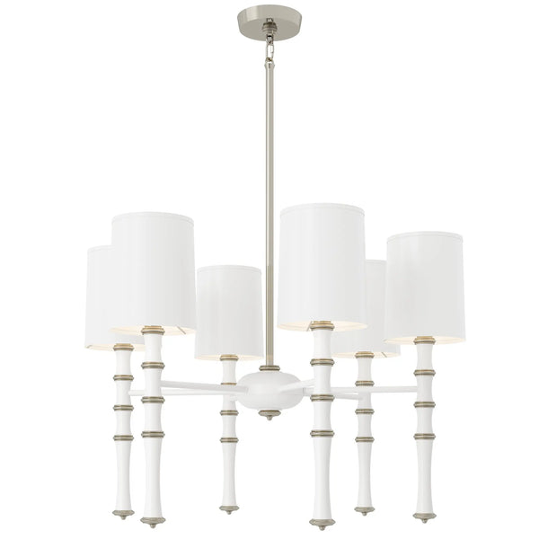 Matte Daisy painted aluminum chandelier with polished nickel accents, Matte Daisy Painted Shade — Kane by Robert Abbey
