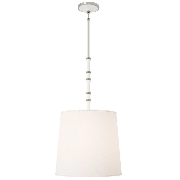 Matte Daisy painted aluminum pendant light with polished nickel accents, Ascot White — Kane Grande by Robert Abbey