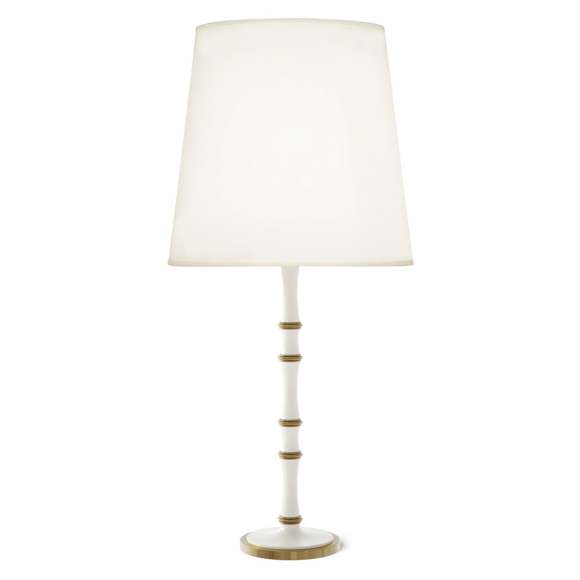 Matte Daisy painted aluminum table lamp with modern brass accents, Fondine — Kane Grande by Robert Abbey