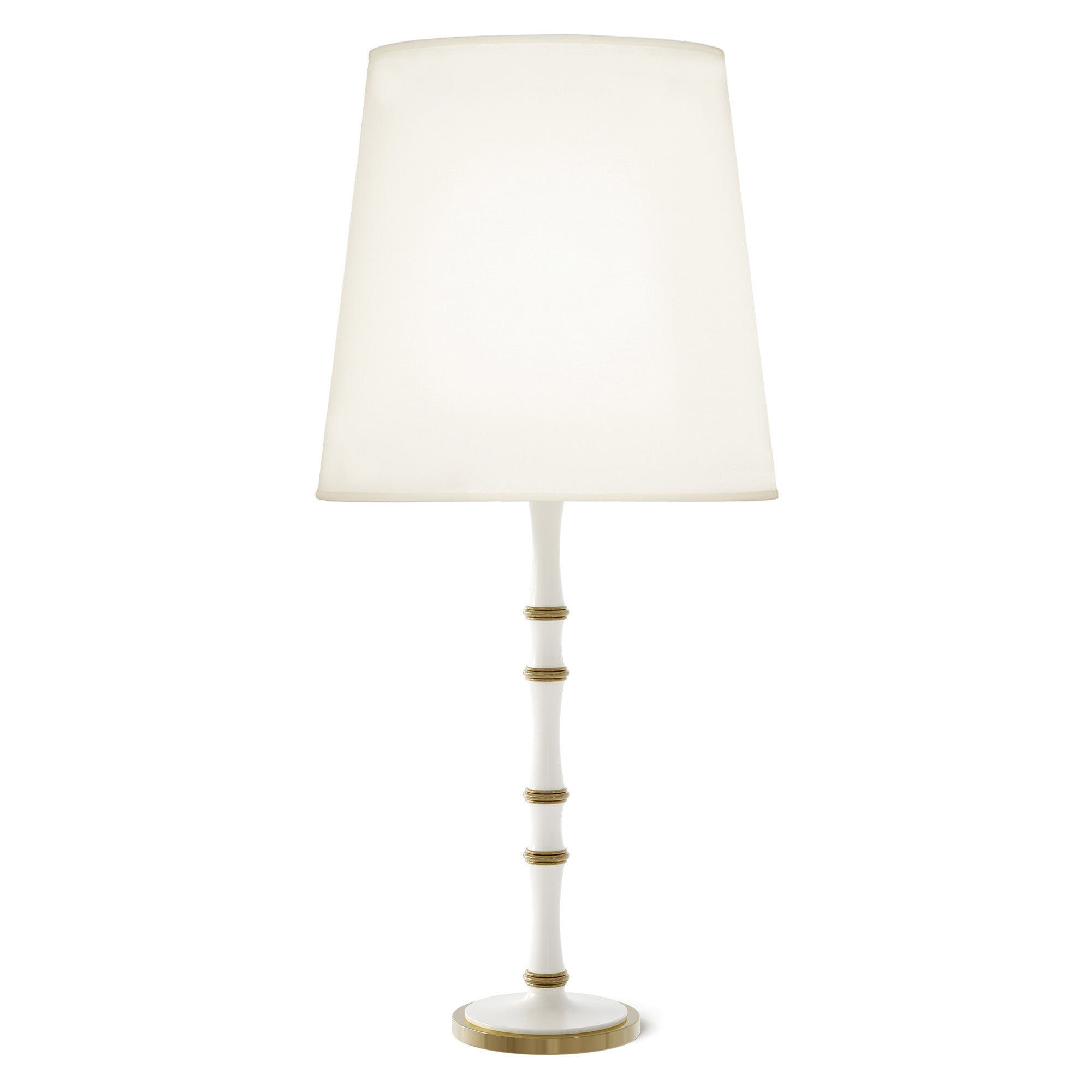 Matte Daisy painted aluminum table lamp with modern brass accents, Fondine — Kane Grande by Robert Abbey