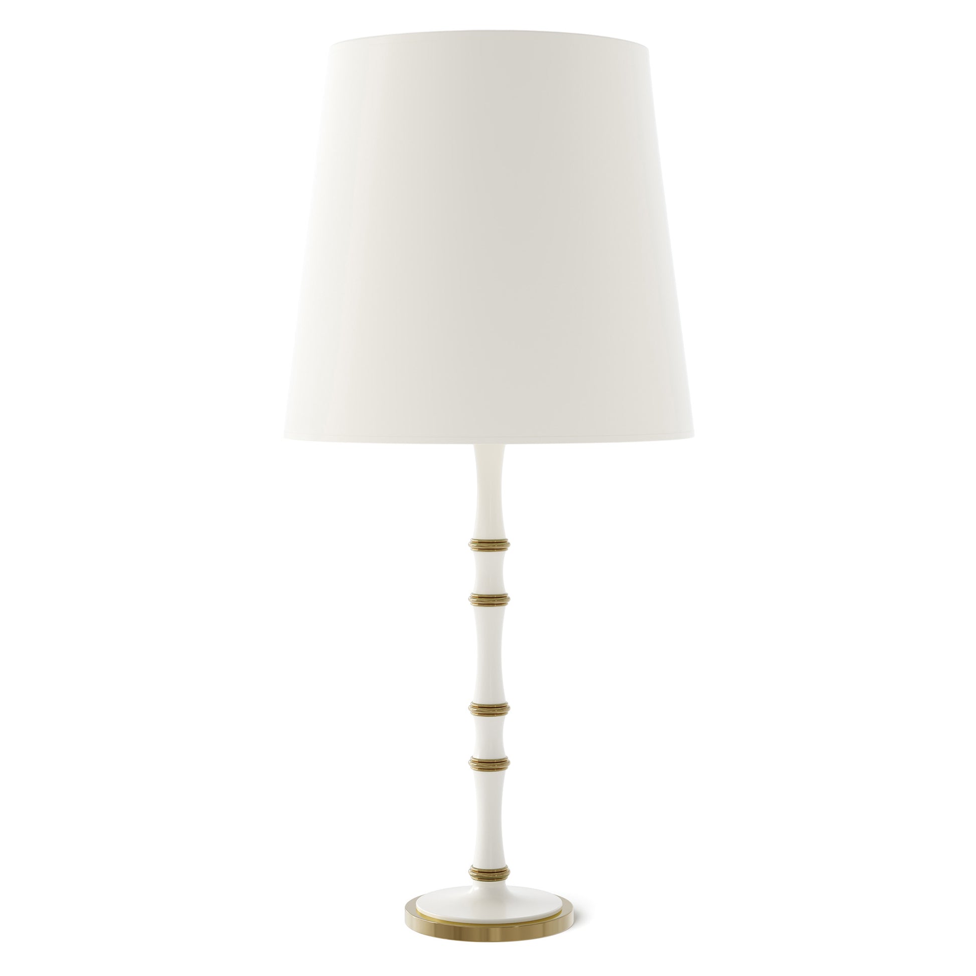 Matte Daisy painted aluminum table lamp with modern brass accents, Matte Daisy Painted Shade — Kane Grande by Robert Abbey