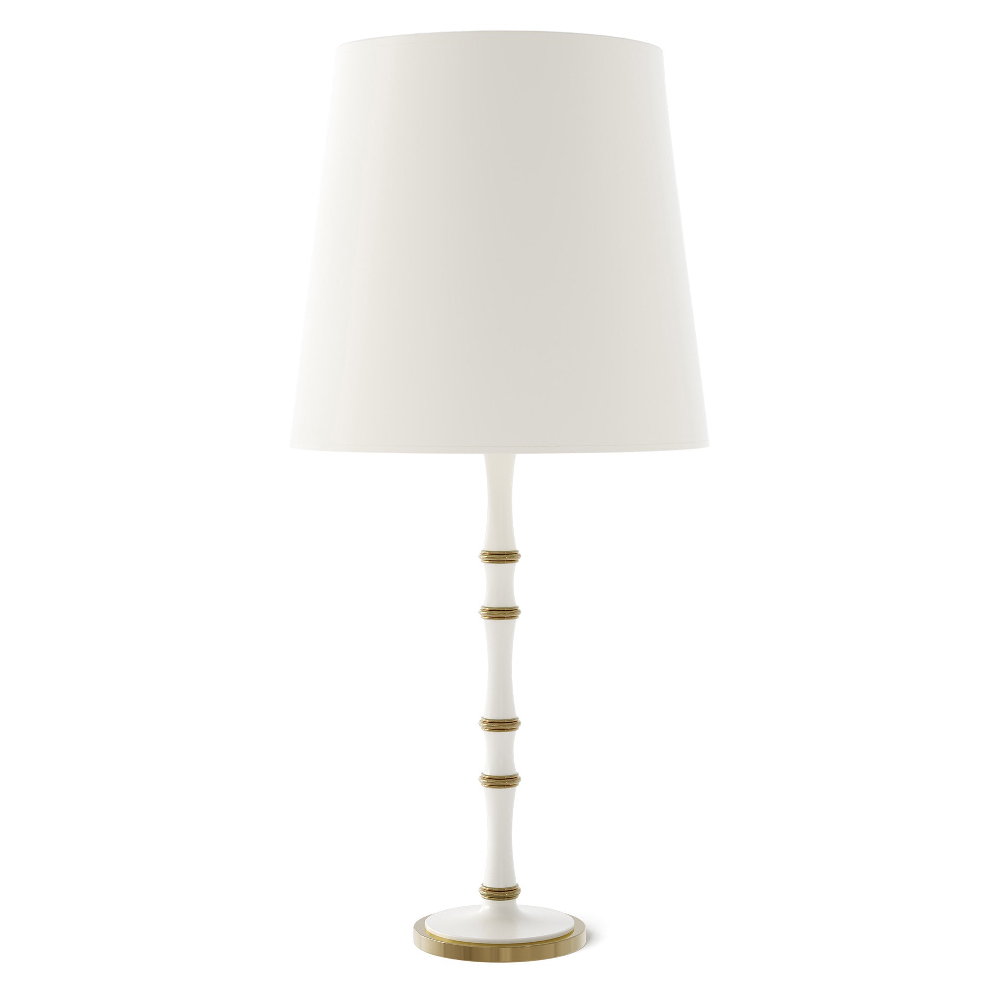 Matte Daisy painted aluminum table lamp with modern brass accents, Matte Daisy Painted Shade — Kane Grande by Robert Abbey