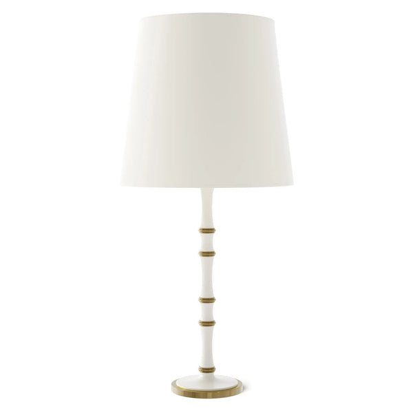 Matte Daisy painted aluminum table lamp with modern brass accents, Matte Daisy Painted Shade — Kane Grande by Robert Abbey