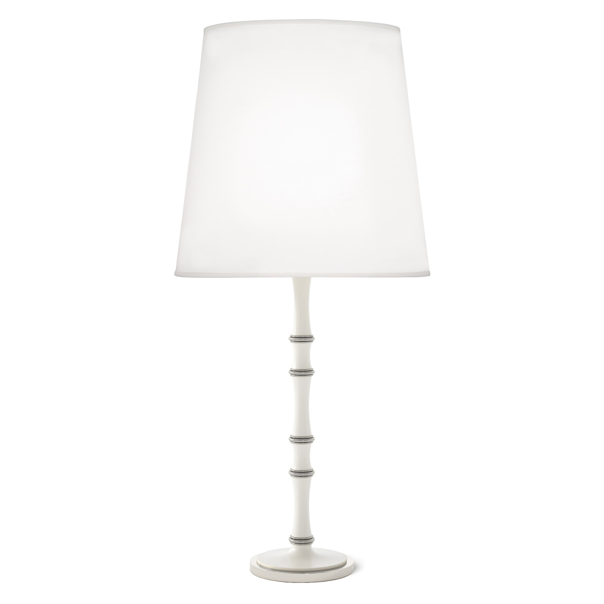 Matte Daisy painted aluminum table lamp with polished nickel accents, Ascot White — Kane Grande by Robert Abbey