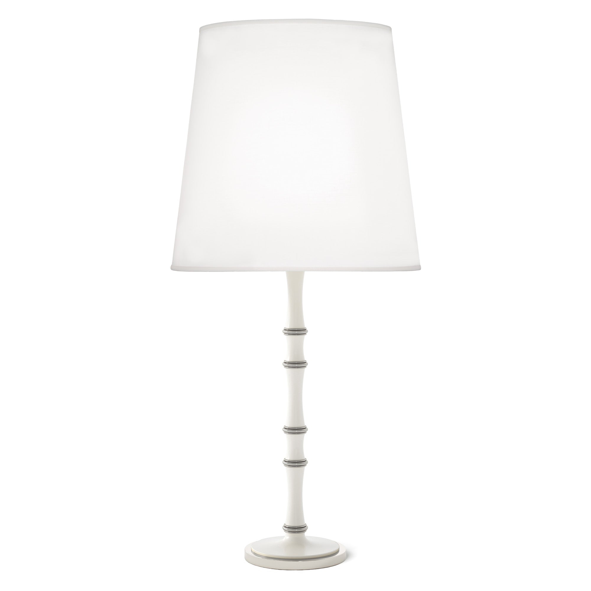 Matte Daisy painted aluminum table lamp with polished nickel accents, Ascot White — Kane Grande by Robert Abbey