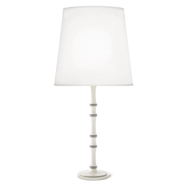 Matte Daisy painted aluminum table lamp with polished nickel accents, Ascot White — Kane Grande by Robert Abbey