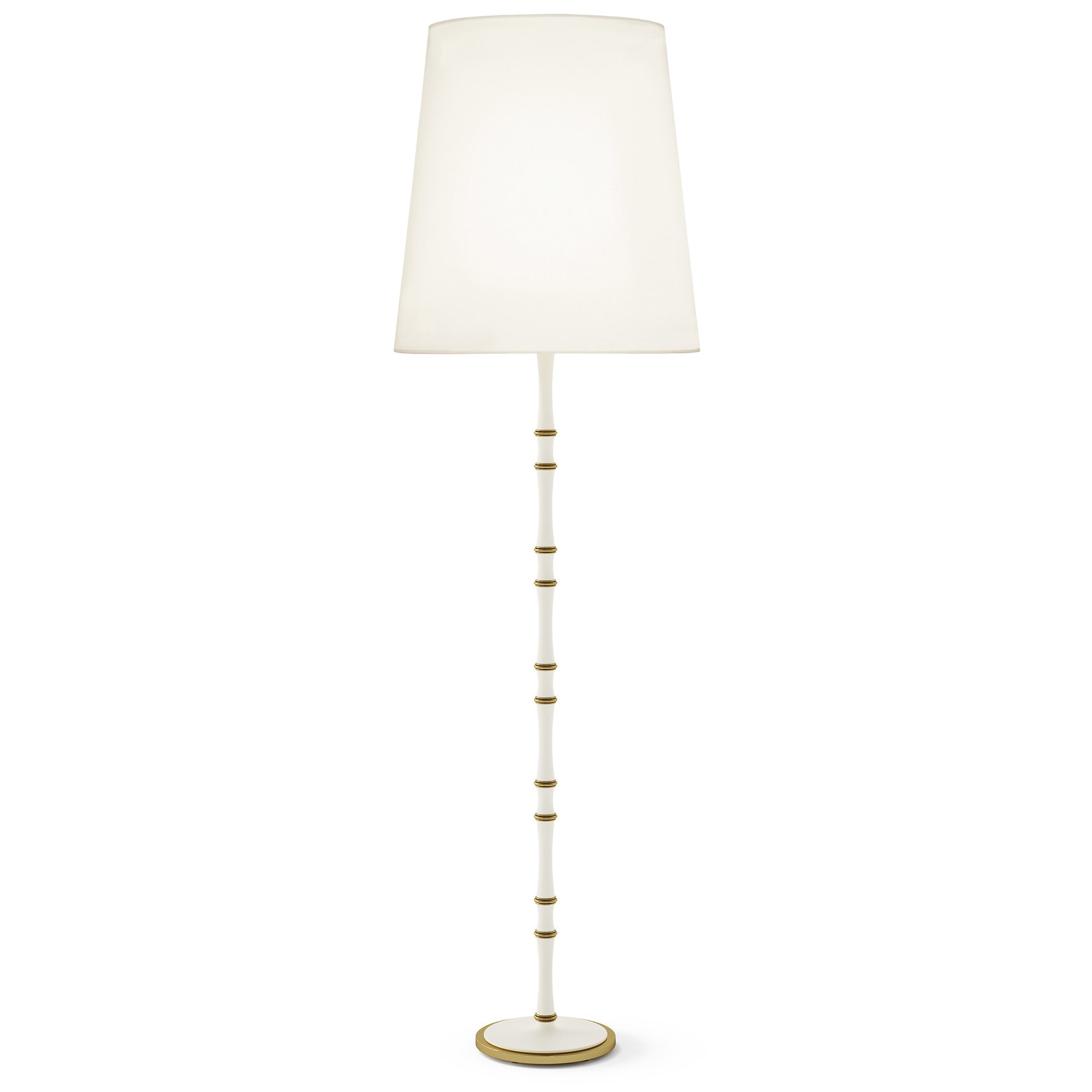 Matte Daisy painted aluminum floor lamp with modern brass accents, Fondine — Kane Grande by Robert Abbey