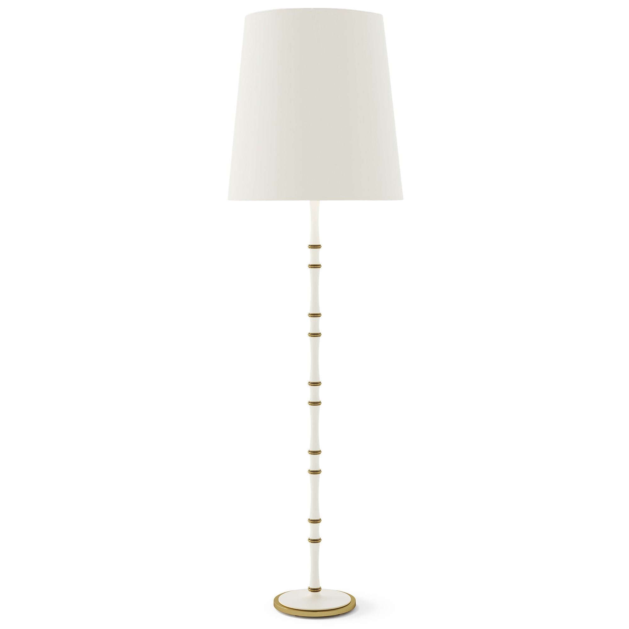 Matte Daisy painted aluminum floor lamp with modern brass accents, Matte Daisy Painted Shade — Kane Grande by Robert Abbey