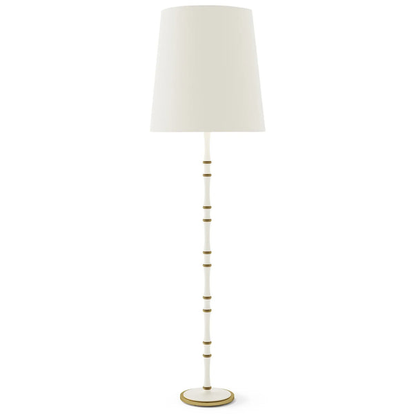 Matte Daisy painted aluminum floor lamp with modern brass accents, Matte Daisy Painted Shade — Kane Grande by Robert Abbey