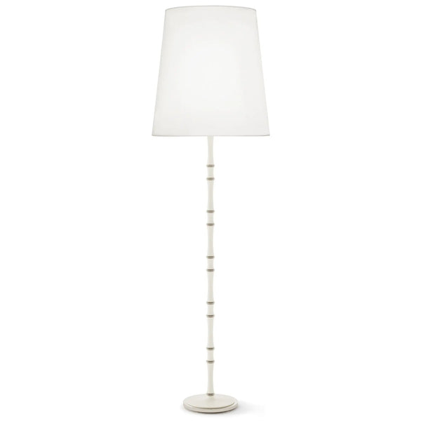 Matte Daisy painted aluminum floor lamp with polished nickel accents, Ascot White — Kane Grande by Robert Abbey
