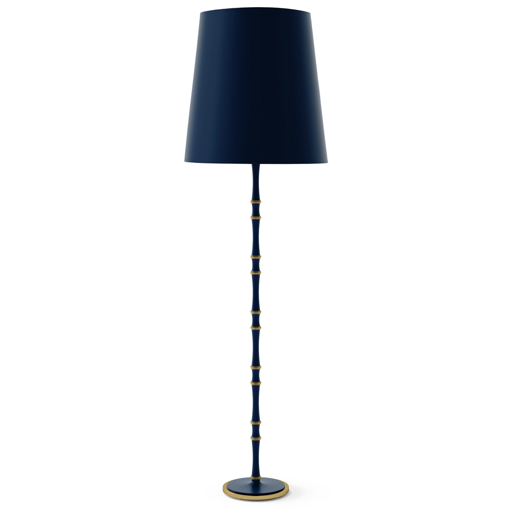 Matte Midnight Blue painted aluminum floor lamp with modern brass accents, Matte Midnight Blue Painted Shade — Kane Grande by Robert Abbey